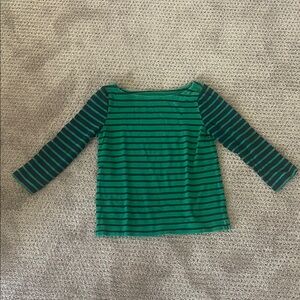 Loft Green and Navy 3/4 Length Sleeve Shirt